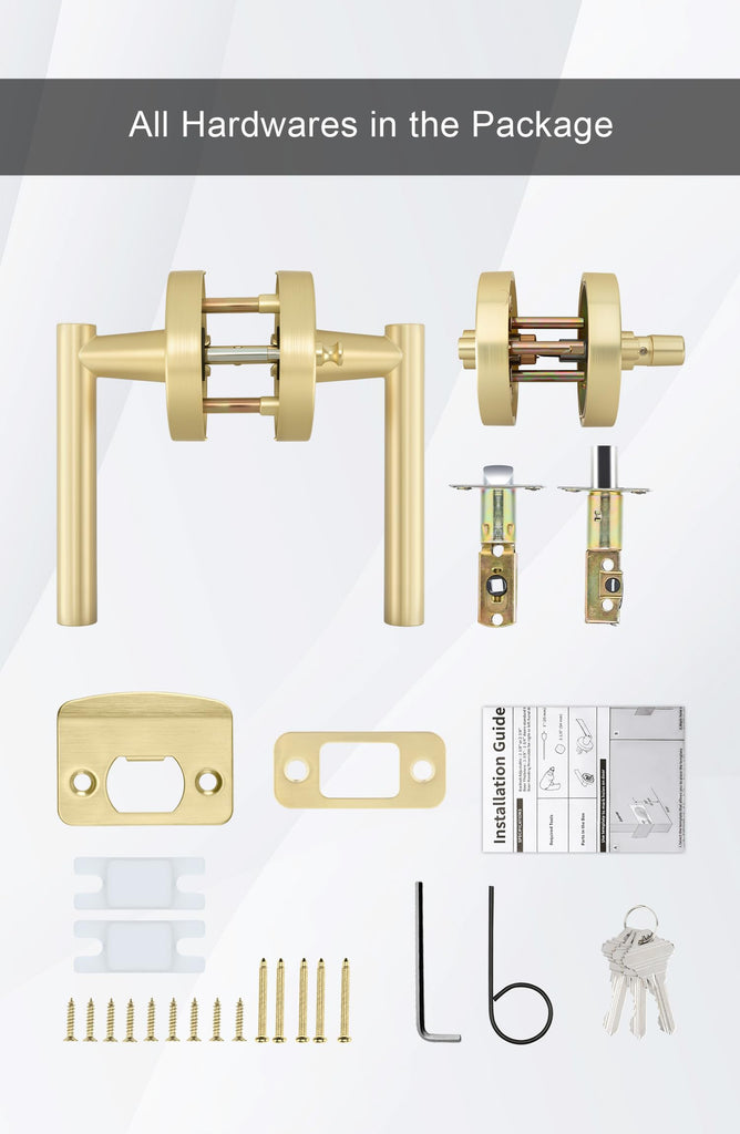 Front Door Handles Set, Exterior Door Lock Set with Deadbolt, Single Cylinder Deadbolt Lock and Privacy Door Handles