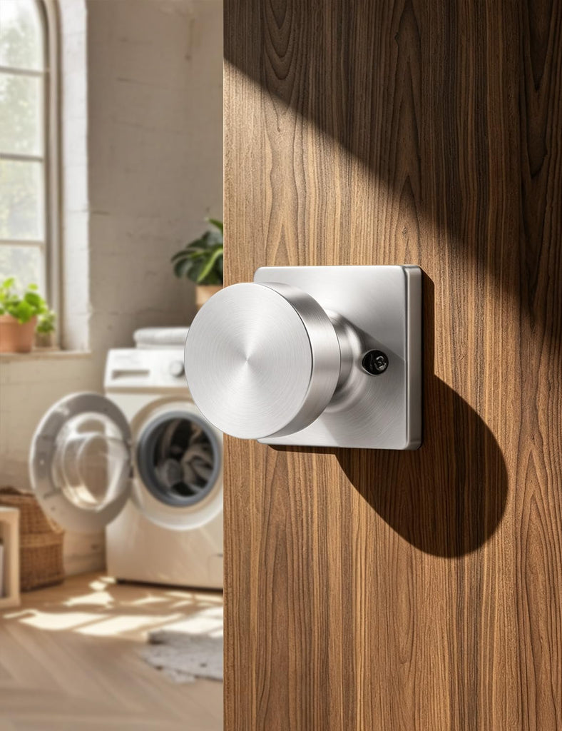 Passage Door Knobs Interior 5 Pack, Modern Keyless Closet Hallway Door Handles Inside, Square Panel Doorknobs with