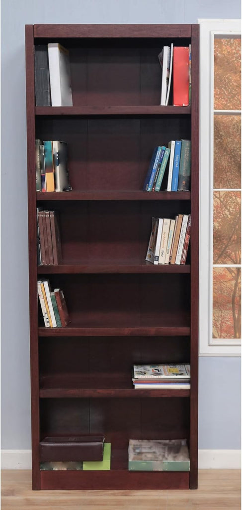 84" Traditional Wood Bookcase with 4 Adjustable Shelves & 2 Fixed Shelves, Assembly Required, for