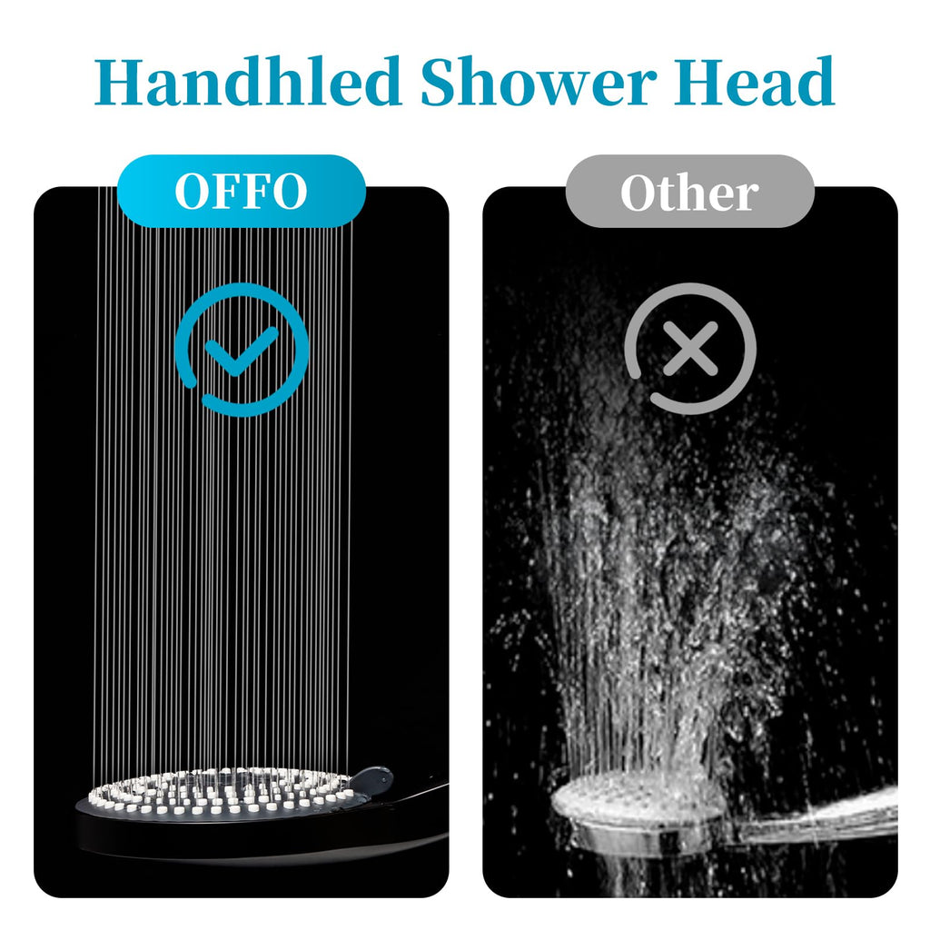 Handheld Shower Head Set, 6-Mode High Pressure Handheld Sprayer with 60 in Stainless Steel Shower Hose, High Flow