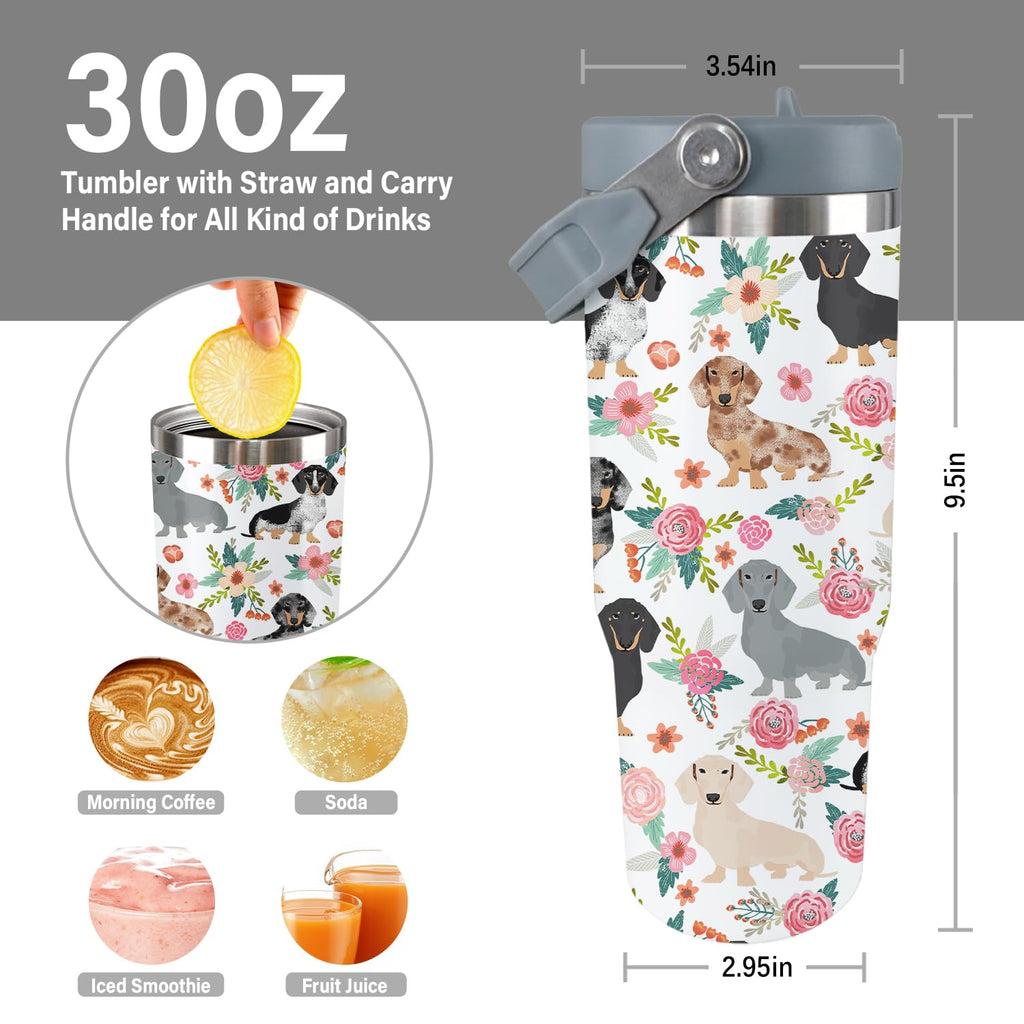 Dachshund Dog Tumbler Weiner Weenie Gifts for Women Men 30 Oz Dog Tumbler Insulated Dachshund Water Bottle Cup with