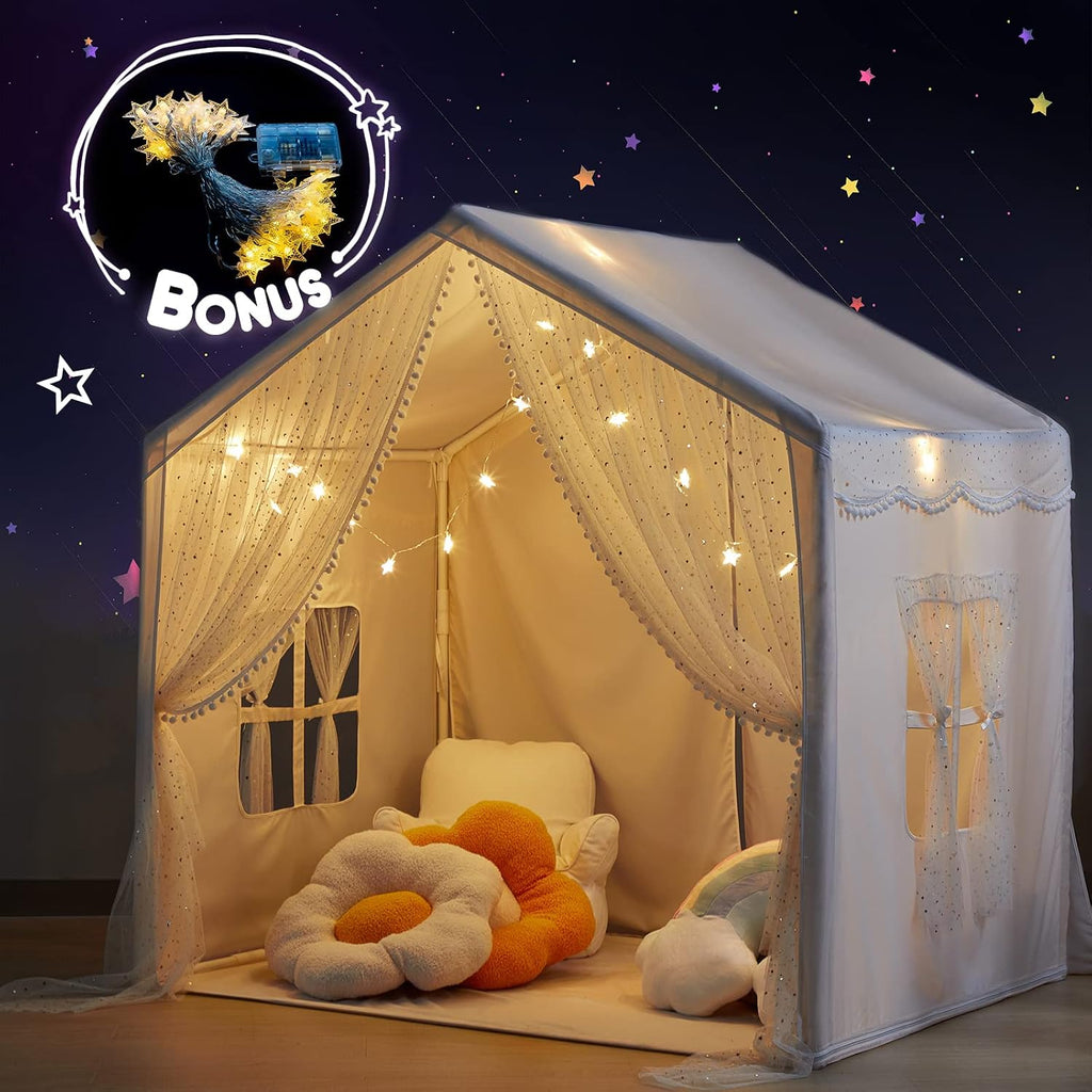 Kids Play Tent with Star Lights for Girls Princess Castle