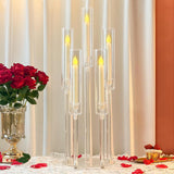 4Pcs Acrylic Candelabra Centerpieces 25.5" Tall Crystal Taper Candlestick with Shade Fit 0.87'' Led Candle