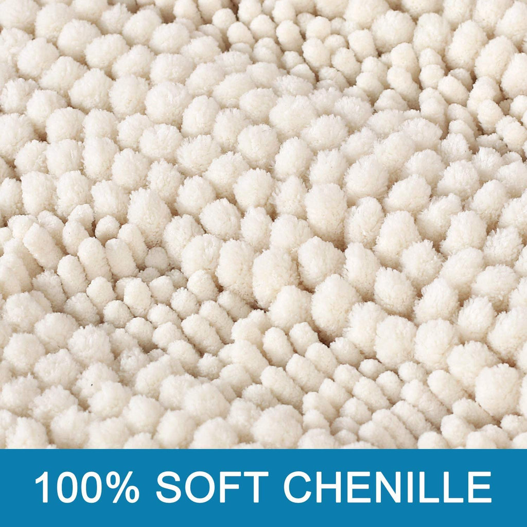 Bathroom Rugs Bath Rugs Non Slip Bath Mats Extra Thick Chenille Striped Rug 17" x 24" Absorbent Soft Shaggy Washable
