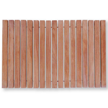 Teak 100% Solid Teak Wood String Mat - Indoor and Outdoor Use - Non-Slip Wooden Platform for Sauna, Pool, Hot Tub