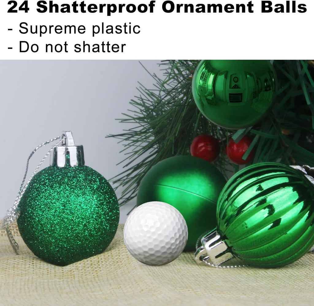 Emerald Green 2.5" Christmas Balls Christmas Tree Decoration Ornaments Shatterproof Hanging Balls for Birthday St. - Set of 24
