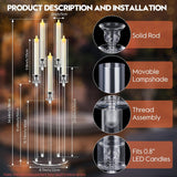 4 Set 5 Arm Acrylic Candle Holder, Mjkeomo 34.6'' Tall Candelabra Centerpieces for Tables Clear Candlesticks Holder