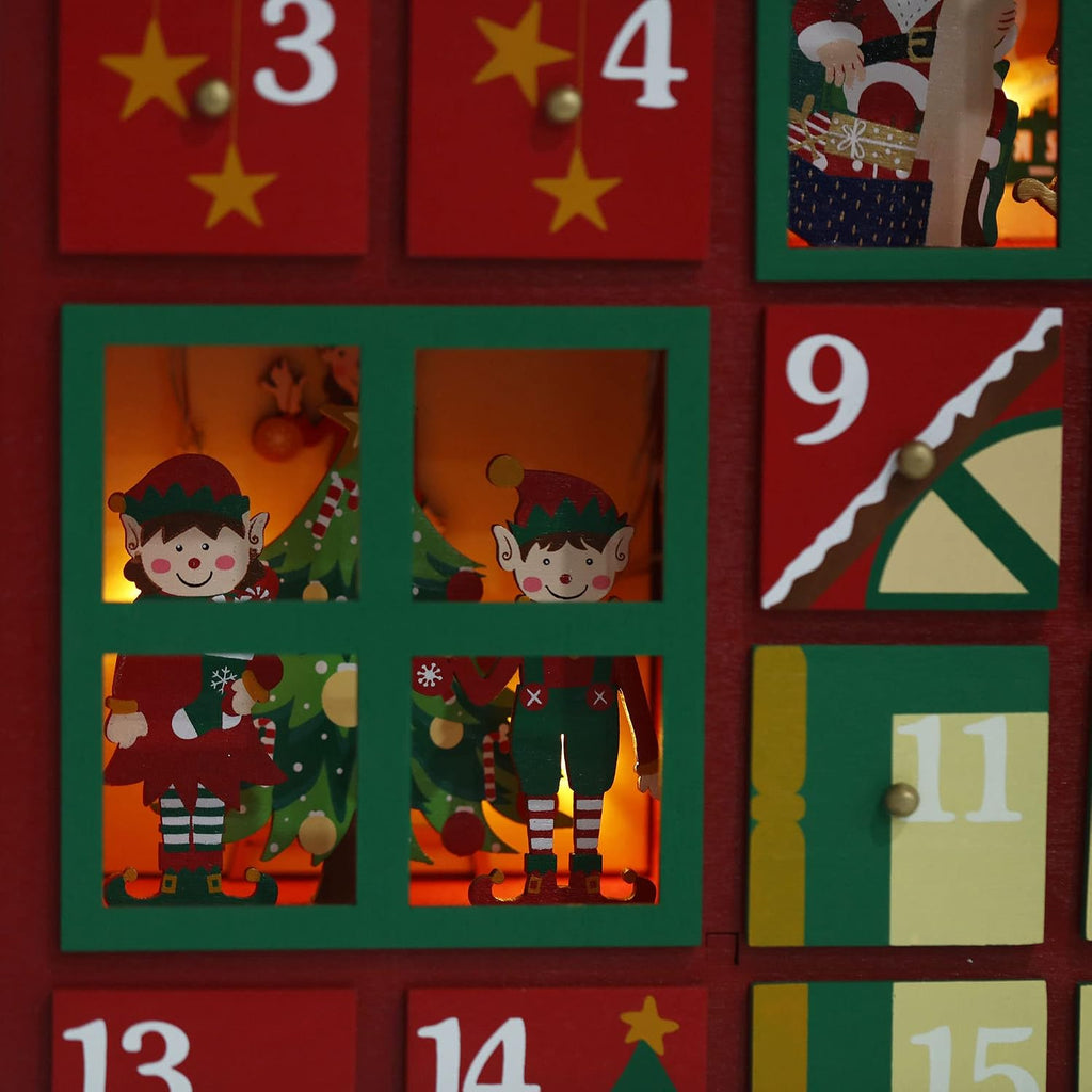 Christmas Wooden Advent Calendar House 2026 with Drawers and Led, Countdown to Christmas Decoration to Fill Small