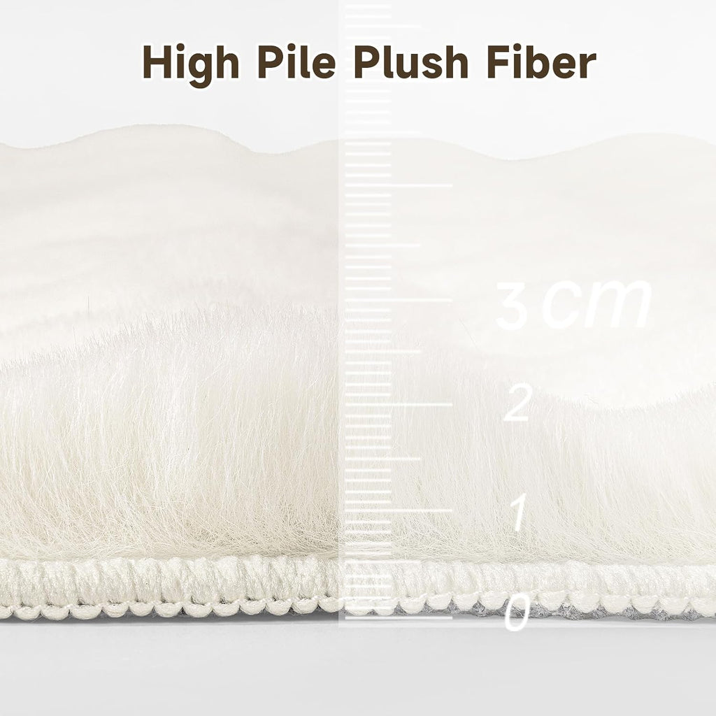 Area Rugs, Fluffy Faux Fur Bedroom Rug, Cream