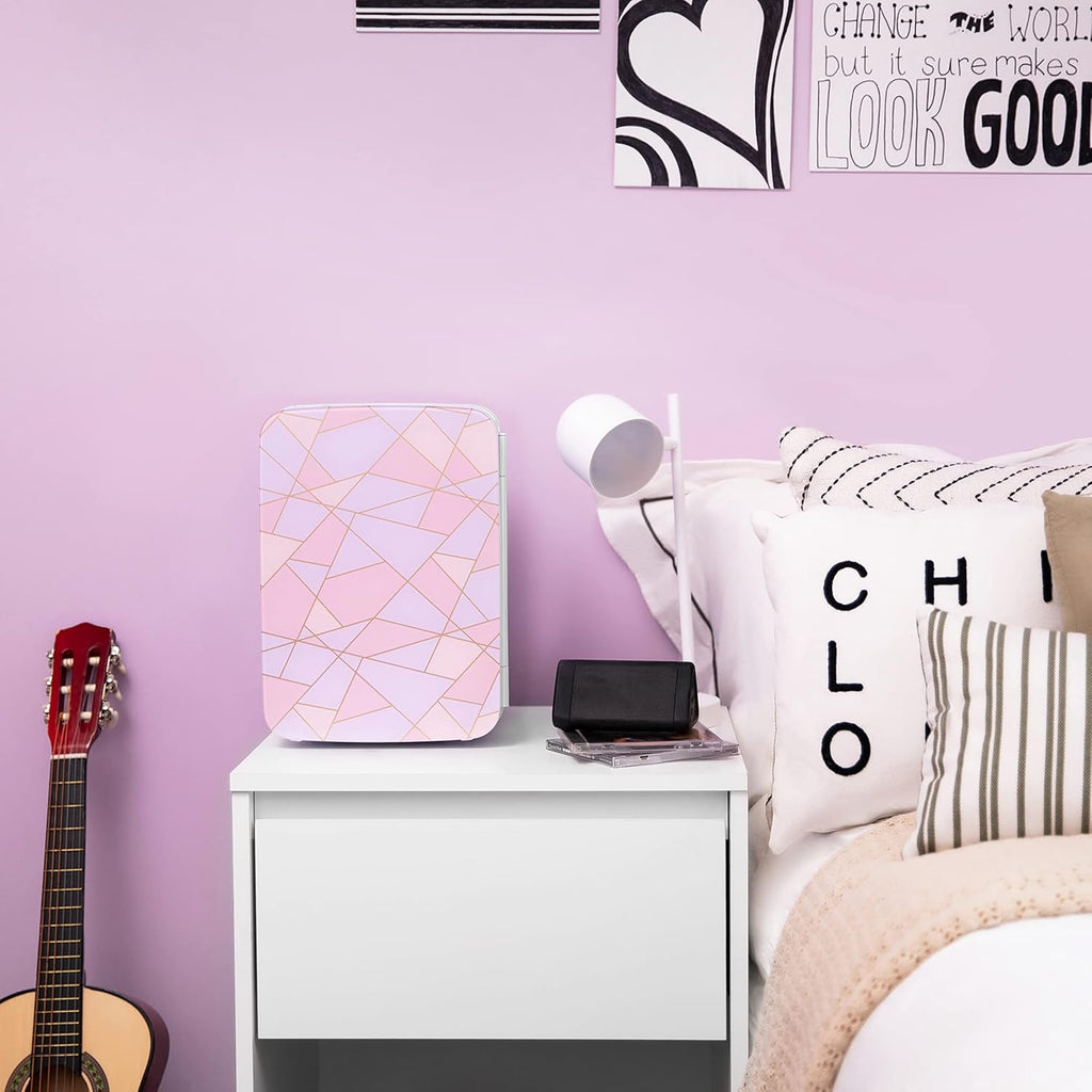 10L Mini Fridge for Bedroom - Car, Office Desk & Dorm Room 12v Portable Cooler Warmer Food, Drinks, Skincare, Beauty