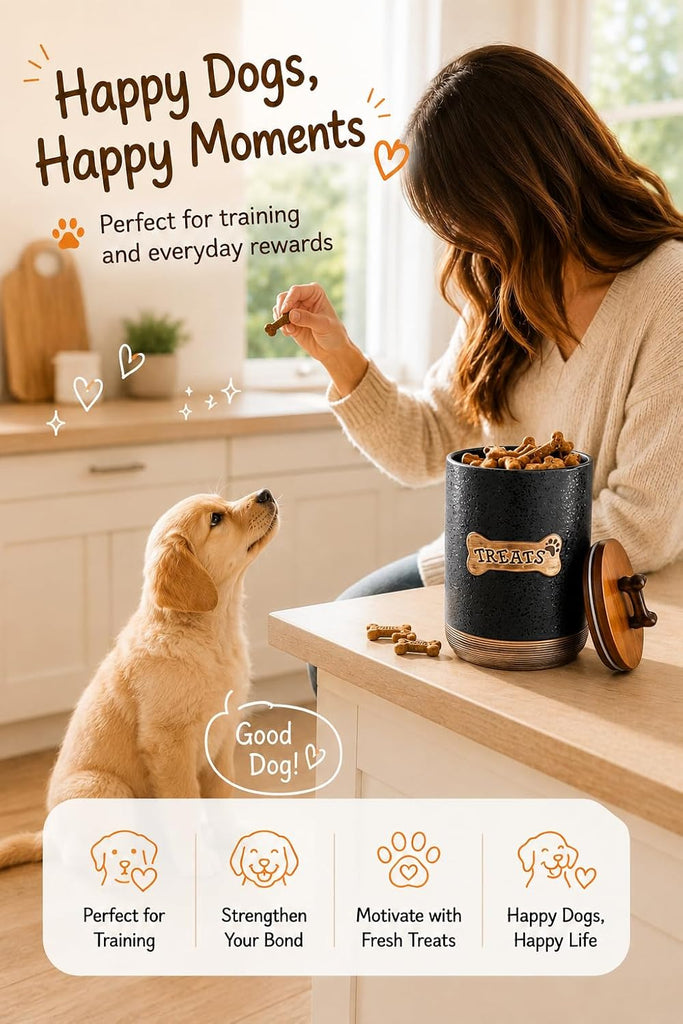 Dog Treat Container Jar with Airtight Lid, Keep the Pet Treat Fresh