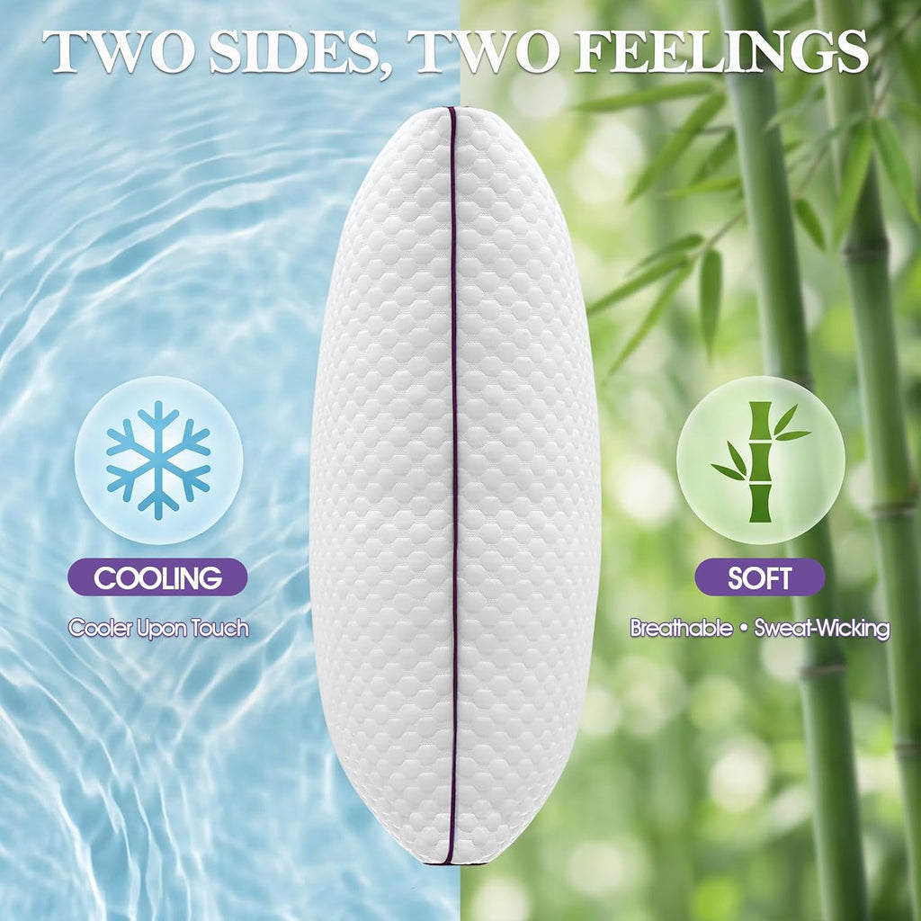 Shredded Memory Foam Pillow King Size, Cooling Bed Pillow for Sleeping, Adjustable Firm Soft Support for Side Back