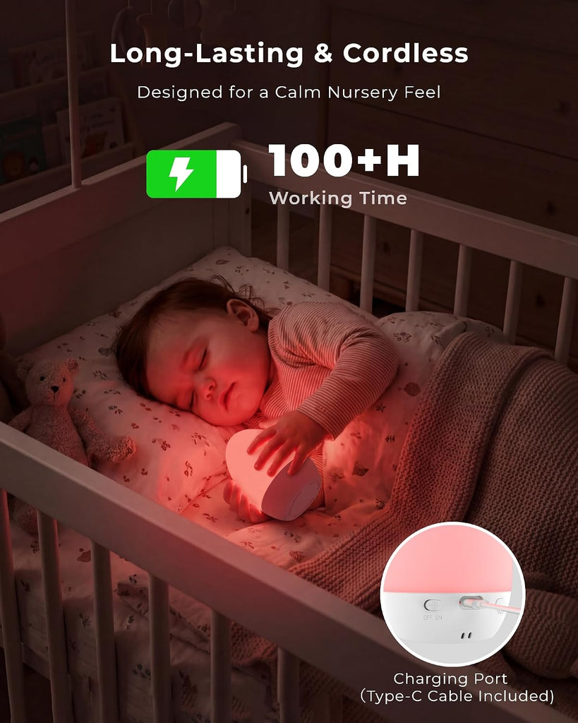 Egg Light, Eye-Caring Touch Control Rechargeable Baby Night Light with 17 Color Modes, Dimmable Night Feeding Egg