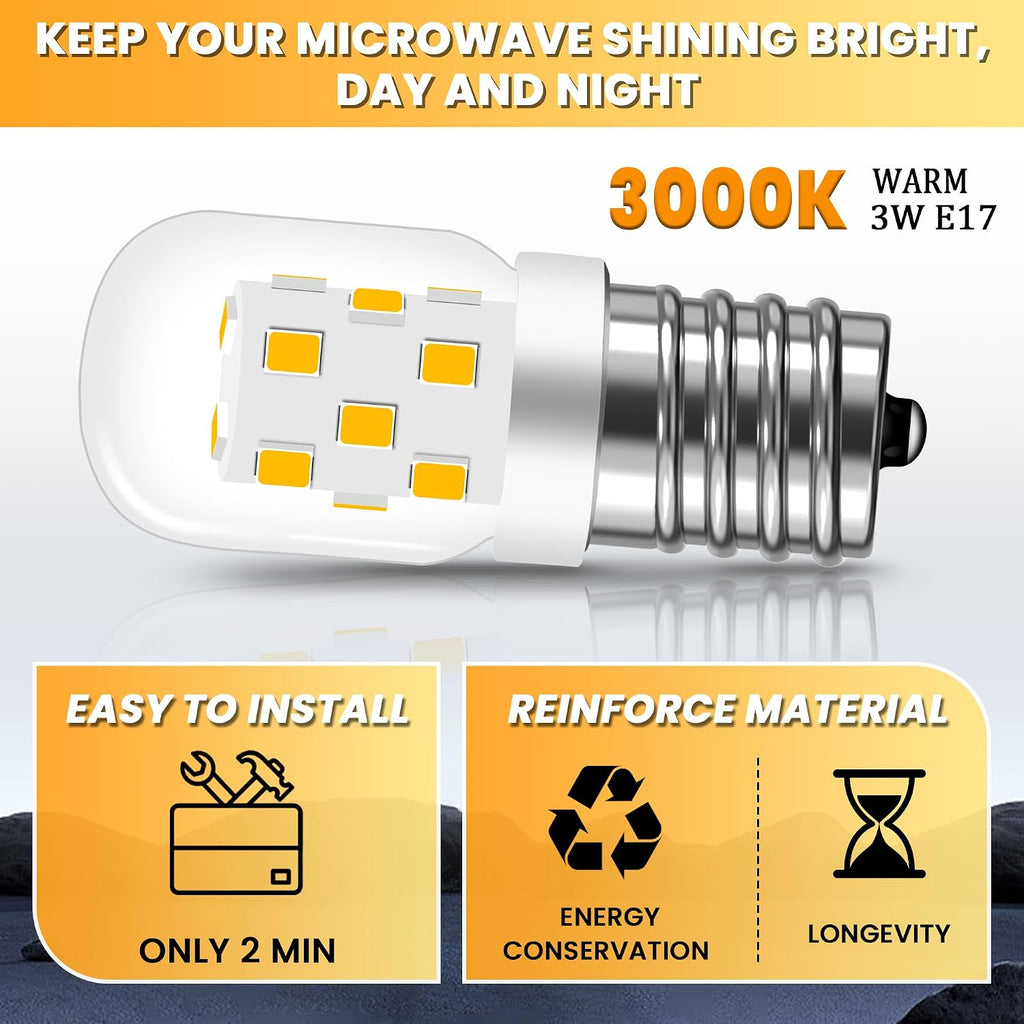E17 Microwave Light Bulb Under Hood, 3W 125V LED Appliance Bulb