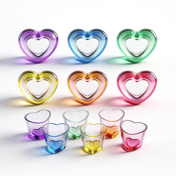 1.5oz Heart Shaped Shot Glasses Sets of 6/Soju/Rainbow/Espresso/Cute/Tequila