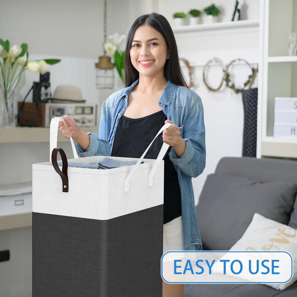 75L Rolling Laundry Basket with 4 Wheels Collapsible Gray