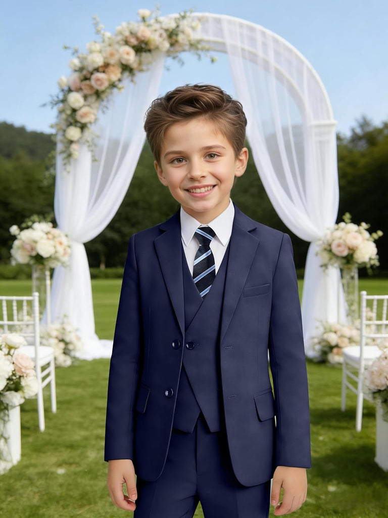 Boys Formal Suits 5 Piece Slim Fit Suit for Kids Teen Boy Tuxedo