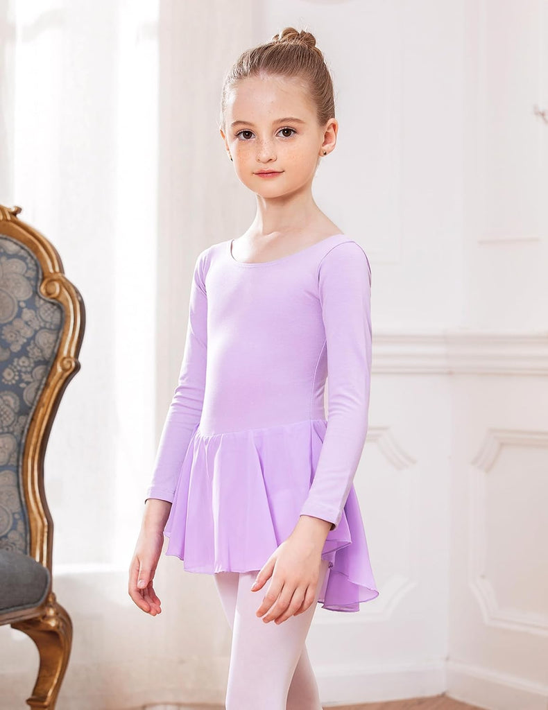 Kids Girls Classic Long Sleeve Leotard Dance Ballet Dress