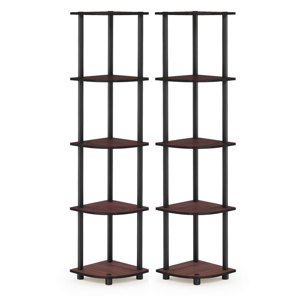 TURN-N-TUBE Corner Shelf Set of 2, 5-Tier Corner Bookshelf, Open Storage Shelves, for Organization and Storage