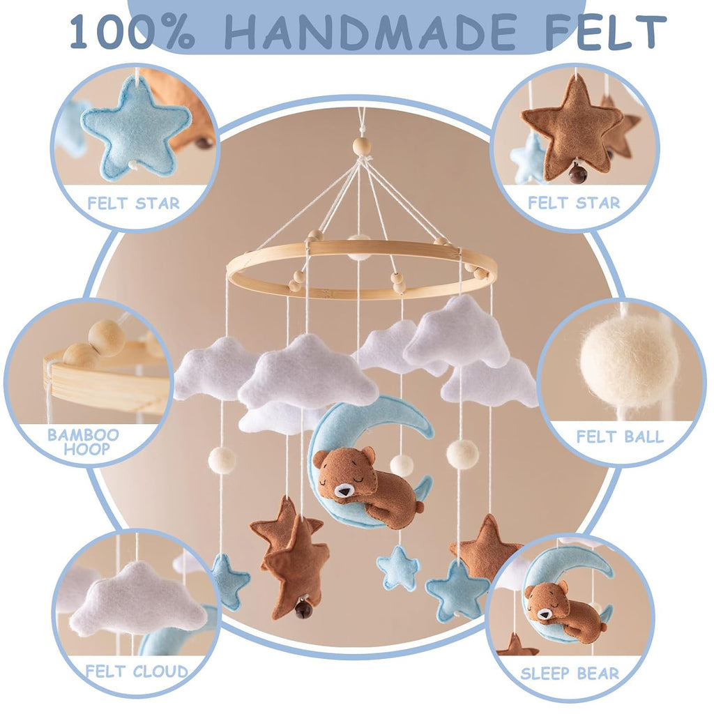 Baby Mobile for Crib - Hanging Felt Nursery Mobile - Fits Most Crib Arms - Gender-Neutral Boho Nursery Decor & Baby
