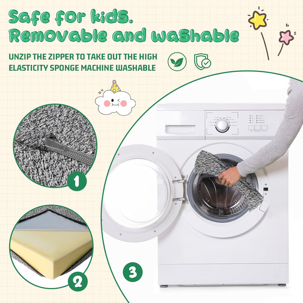 Modular Kids Play Couch with Washable Covers - Foam Toddler Sofa for Creative Play, Climbing, and Lounging