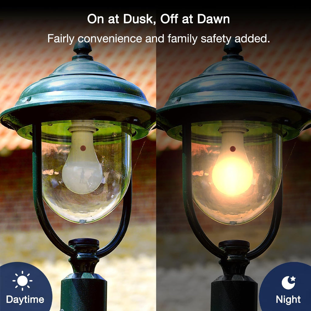 Dusk to Dawn Outdoor Sensor A19 LED Edison Bulbs, 9W (60W Eqv.), 800LM,Vintage Filament E26 Base, Auto On/Off