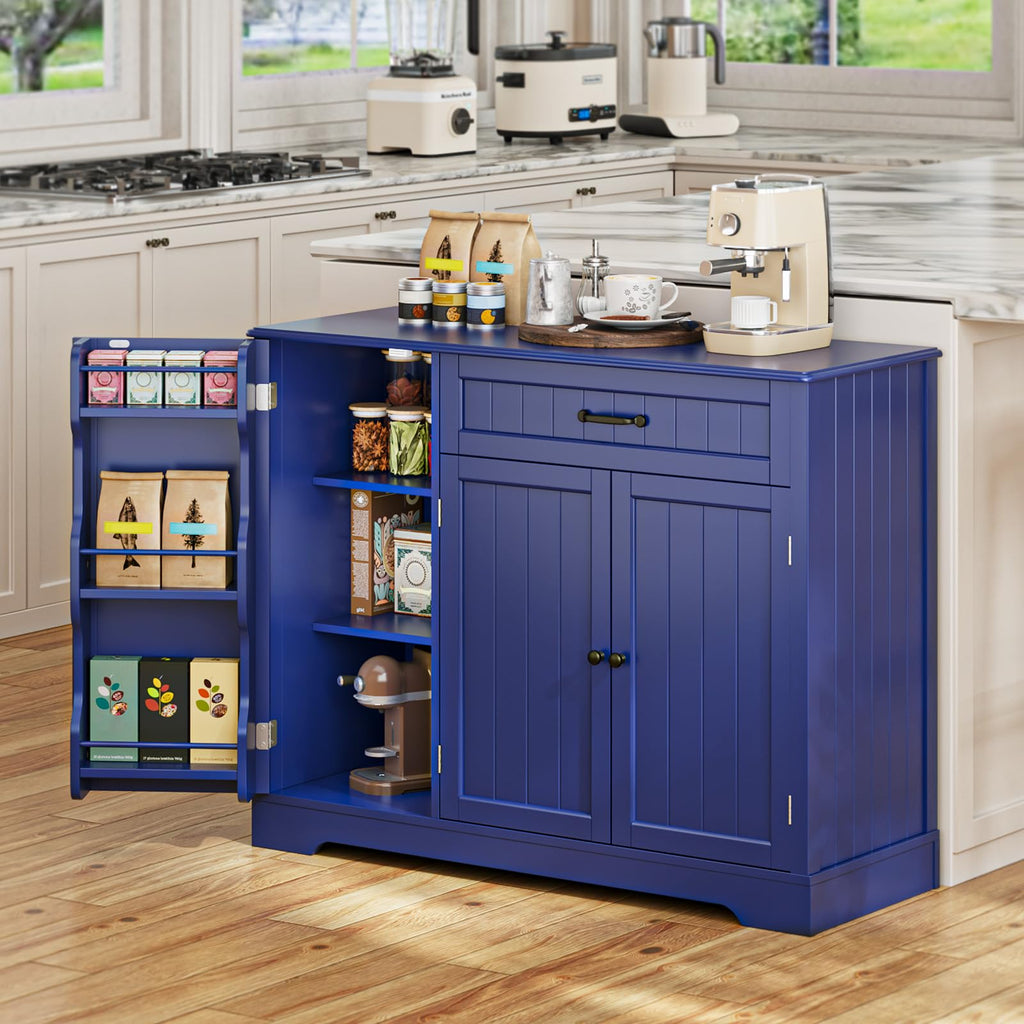 Kitchen Sideboard Buffet Cabinet with Storage, Navy Blue