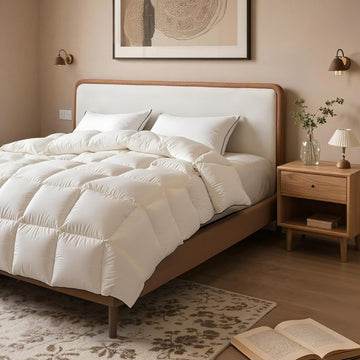 White Goose Feather Down Fiber Comforter Twin Duvet Insert Fluffy Hotel Comforter, Perfect for Your 