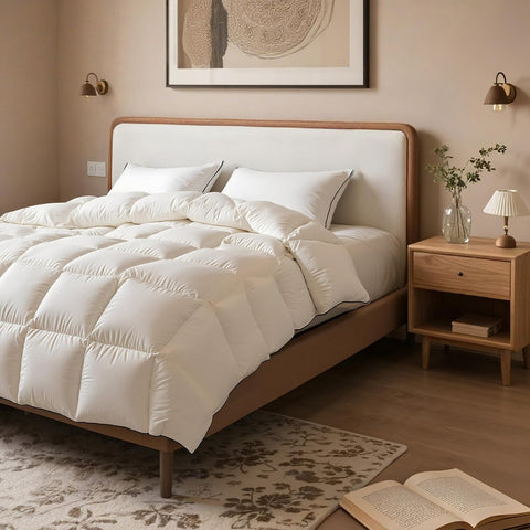 White Goose Feather Down Fiber Comforter Twin Duvet Insert Fluffy Hotel Comforter, Perfect for Your 