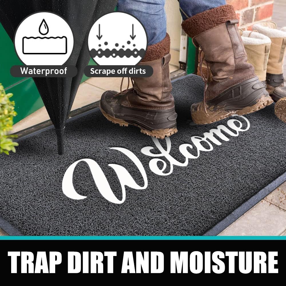 Welcome Mat Outdoor, 32x20 Waterproof All-Season Front Door Mat Outside Entrance, All-Weather Quick Drying, Low