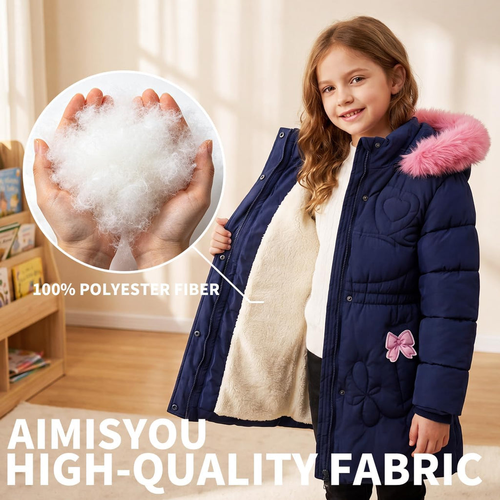 Winter Coat For Girls Puffer Jackets Collar Hooded Parka