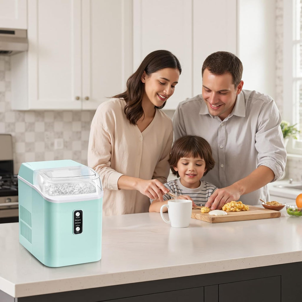 Nugget Ice Maker Countertop, Portable Ice Machine with 1.7L Water Tank, 26LBS/24H Fast Production, Auto-Cleaning &
