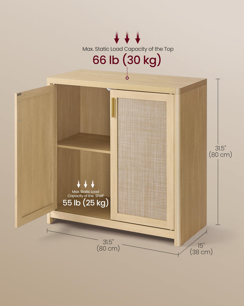 Boho Buffet Cabinets, Set of 2, with Rattan-Look Doors