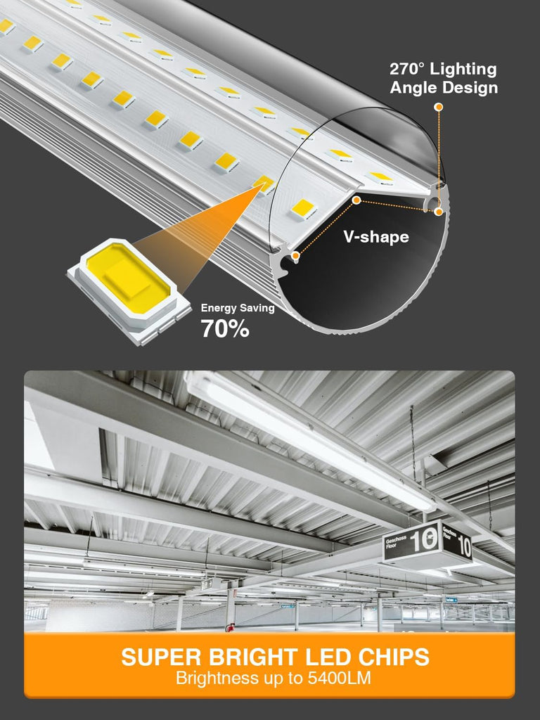 T8 Led Bulbs 4 Foot 6500K 36W 5400LM 20 Pack