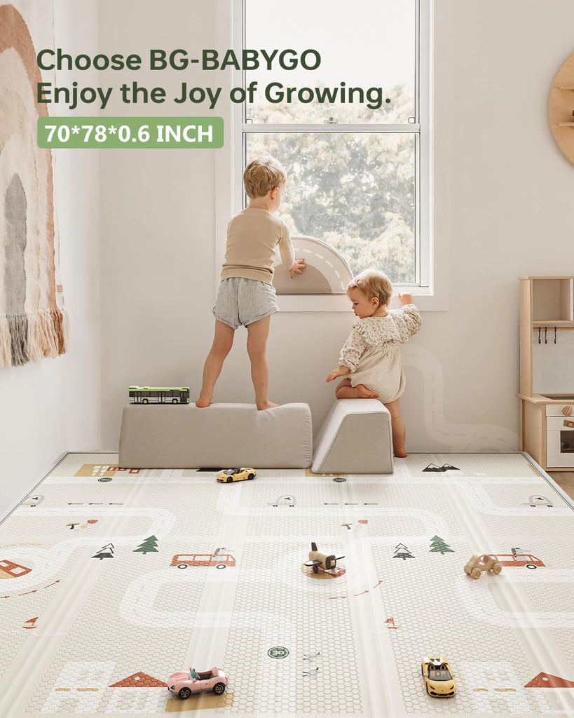 Play Mat for Floor Foldable Playmat Reversible Waterproof Crawling Mat
