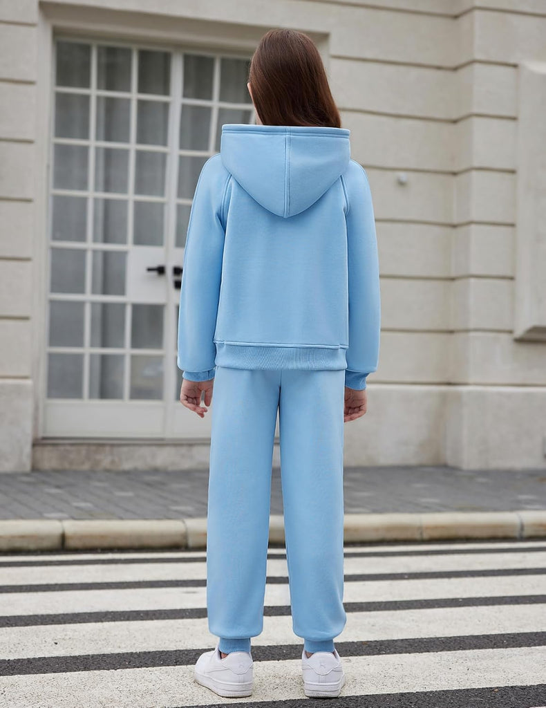 Girls 2 Piece Outfits Sweatsuit Half Zip Sweatshirt and Sweatpants