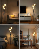 60IN Dimmable Black Tripod Floor Lamp Mid Century Standing Lamps with 3Pcs 3000K Bulbs Included Eye Care&Stable Base
