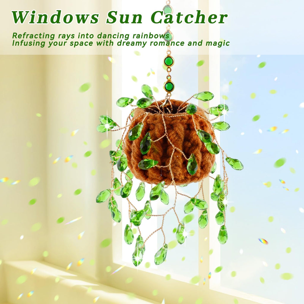 Beaded Plant Kit Suncatcher Succulent Beaded Succulent Gifts for Plant Lovers, Plant Sun Catcher for Window Hanging