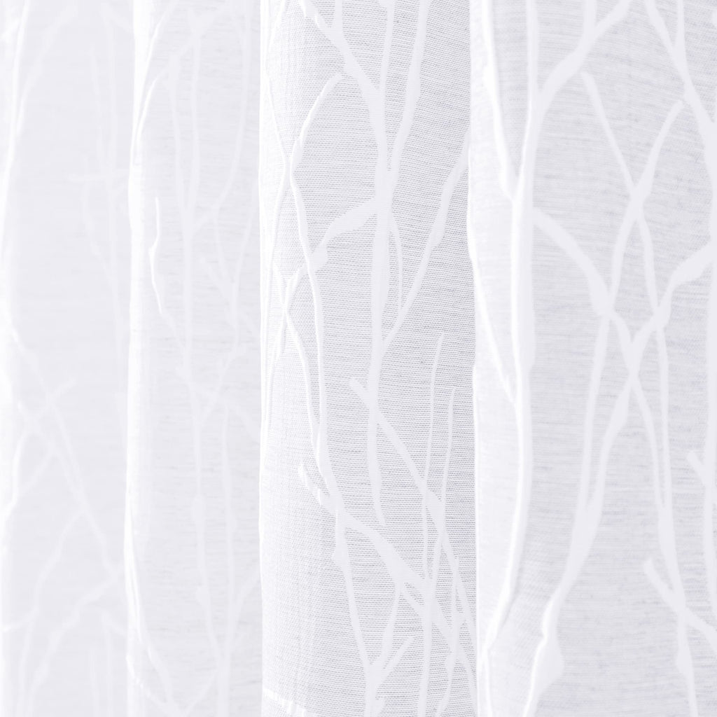 White Unique Curtains 90 Inch Length 2 Panel Back Tab Pocket Drape Damask Geometric Rustic Neutral Vintage Decorative