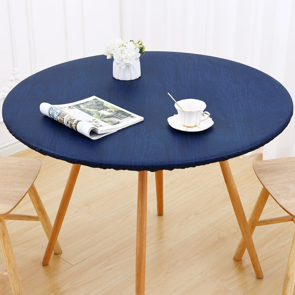 Round Table Cloth, Waterproof Fitted Table Cover for 57"-68" Tables