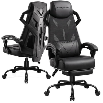 Gaming Chair, Computer Chair with Mesh Back, Ergonomic Gaming Chair with Footrest, Reclining Gamer Chair with