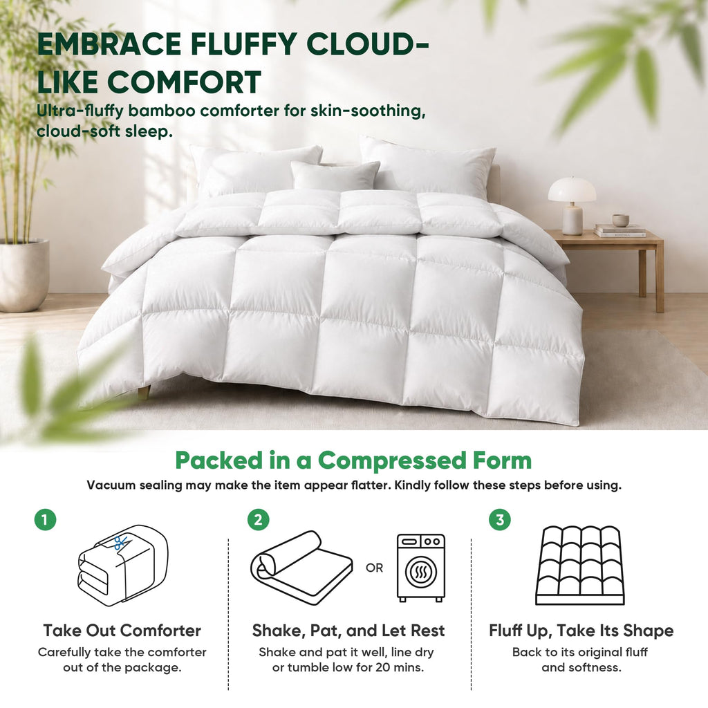 Cooling All-Season Down Alternative Comforter, Silver-Treated Lightweight Duvet Insert, Cool-to-The-Touch Bedding