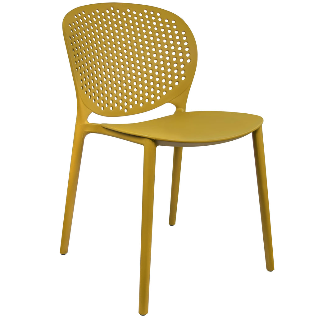Set of 4 Patio Dining Chairs | Modern Stackable Outdoor Pool Side Chair | Weather Resistant Plastic for Yard, Porch