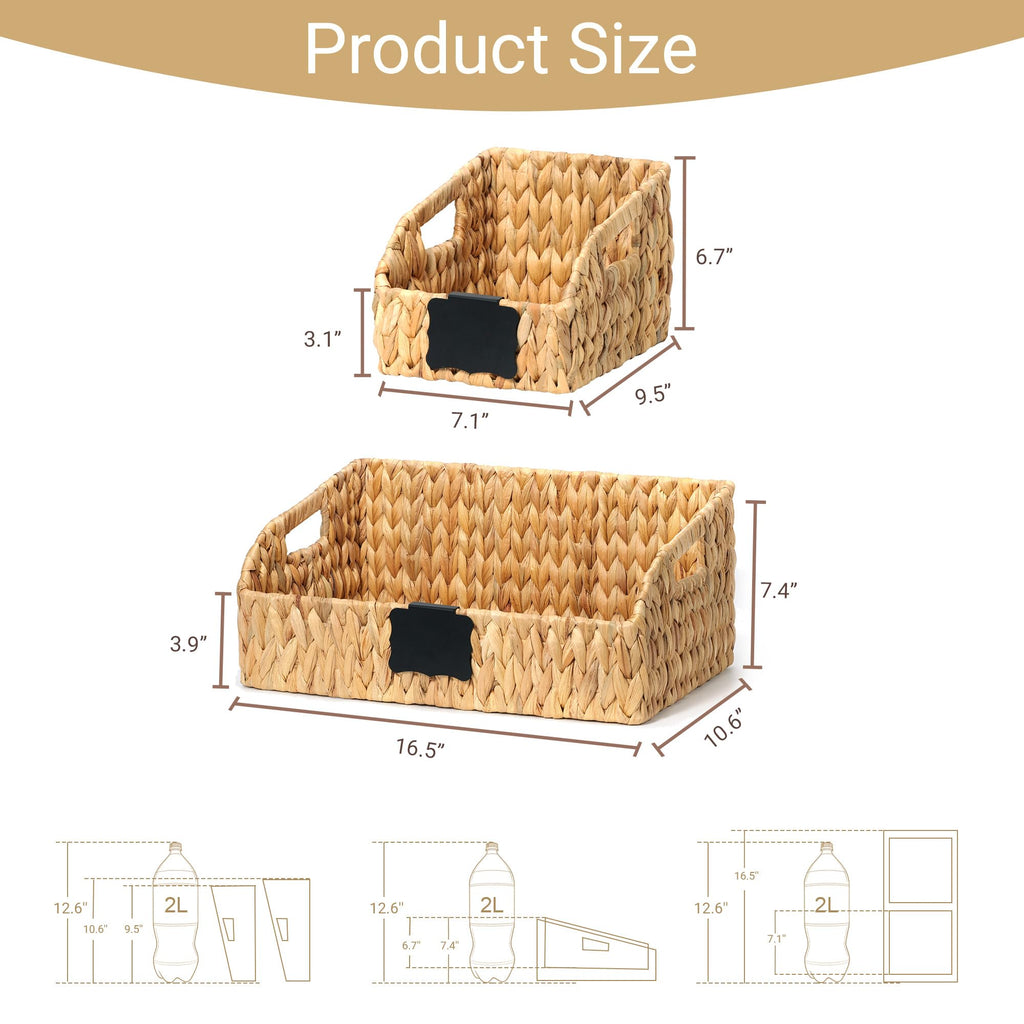 Pantry Baskets for Organizing,Wicker Storage Bins,3 Pack,Natural