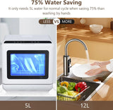Portable Dishwasher, Mini Dishwashers with 2-in-1 Water Supply Modes, 5 Wash Programs