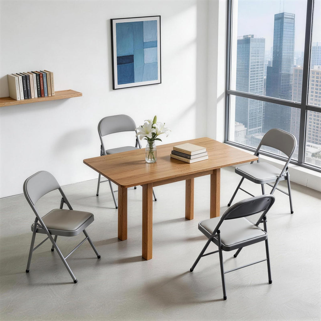 6 Pack Grey Folding Chairs with Padded Seats, 330lbs Capacity