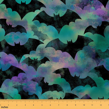 Bat Fabric By The Yard Tie Dye Upholstery Fabric Blue Purple Ombre Decorative Fabric Mysterious Wild Animals Cartoon