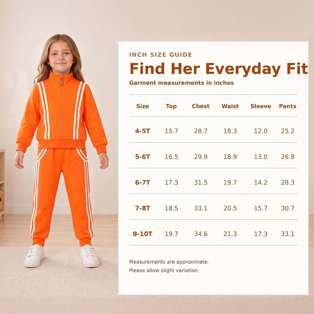 Girls 2 Piece Fall Outfits Long Sleeve Zip Up Tracksuit Toddler Jogger Sweatpants, Kids Winter Clothes Lounge Set