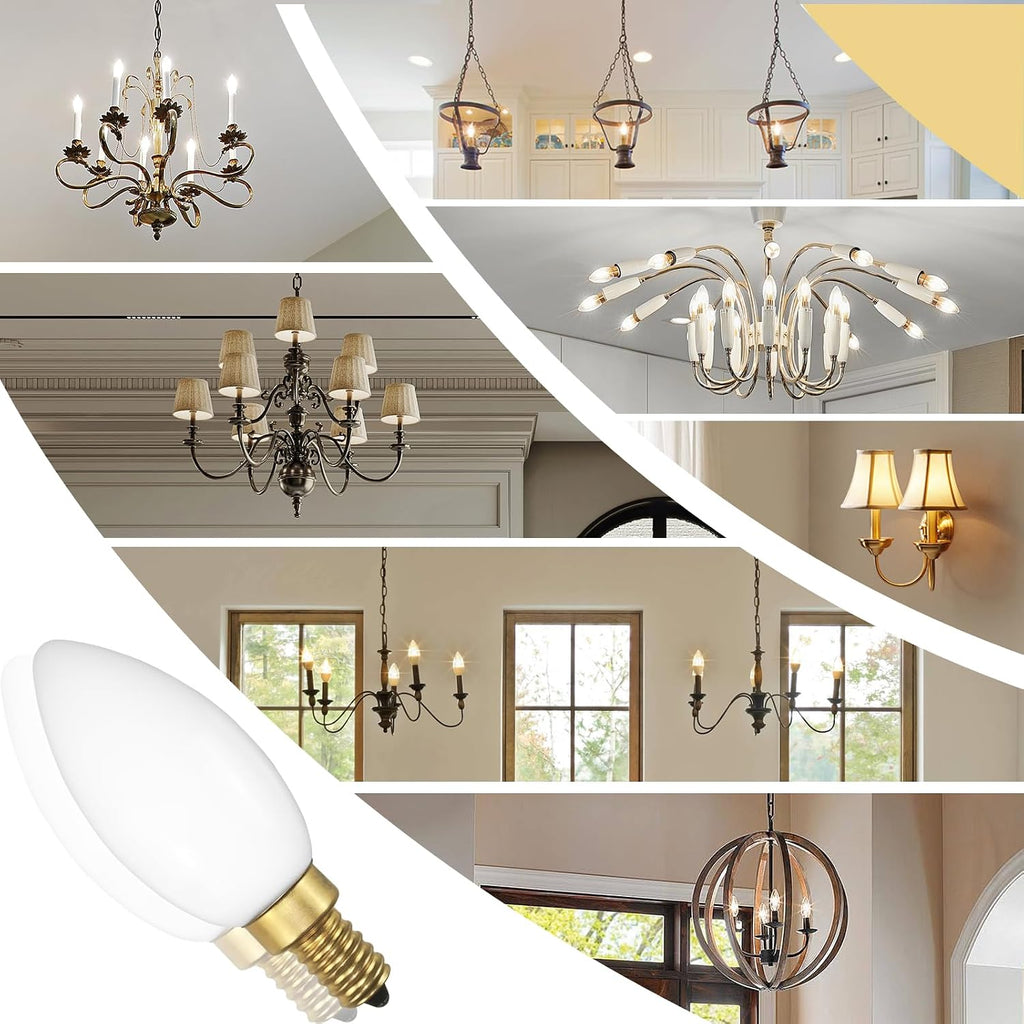 Type B/B11 Dimmable LED Candelabra Filament Bulb E12 4W 3000K Milky White Glass 6-Pack