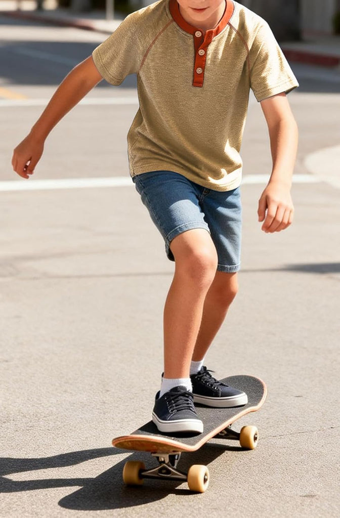 Boy's Henley Shirts Kids Short Sleeve Stylish T-Shirt